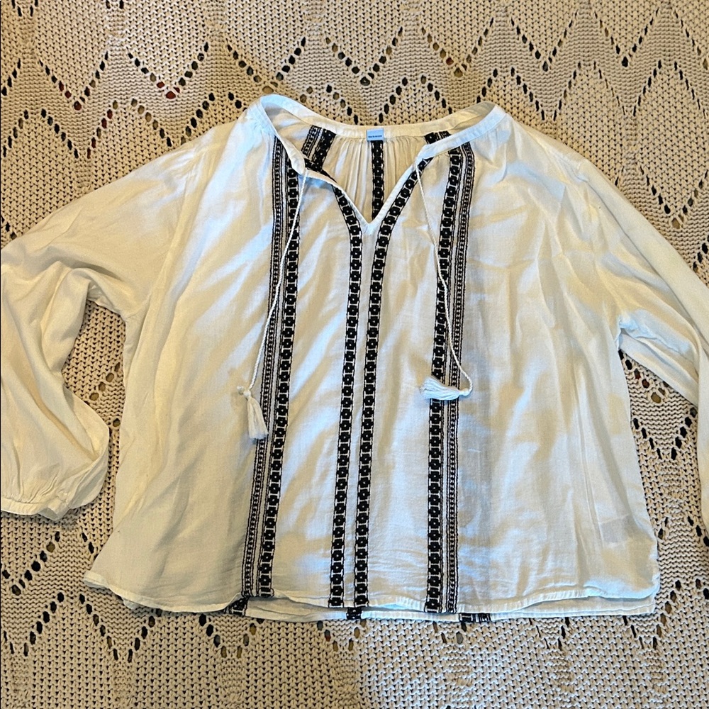 Old Navy Embroidered Cotton Flowy Boho Top Sz L